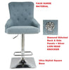 Grey blue Suede Upholstered Bar Chair Stool Gas Lift Swivel LION HEAD KNOCKER (GREY SUEDE)