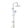 Round Shower Kit Twin Head Chrome Adjust Riser Rail Chrome Finish Set.