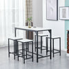 Bar Table and 4 Stools Set Breakfast Dining Table White Marble Effect Kitchen BN