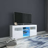 Modern White High Gloss Corner TV Unit Stand Cabinet LED Light W/ Storage Drawer