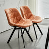 2pcs Dining Chairs Set Faux Leather Back Soft Padded Seat Metal Legs Living Room