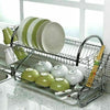 2 Tier Dish Drainer Rack Storage Drip Tray Sink Drying Wired Draining Plate Bowl