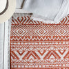 Orange Outdoor Rug | Washable Flatweave Rug | Tribal Geometric Garden Patio Rugs