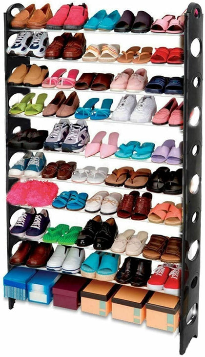 10 TIERS 50 PAIRS SHOE RACK SHOES SHELVES ORGANIZER STAND STORAGE EASY ASSEMBLE