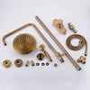 Retro Rund Duschsystem Duschset Duscharmatur Gold Bad Regendusche mit Handbrause