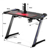 Ergonomic Racing Computer Desk Gaming Desk E-sports Table w/ RGB Light & Holder