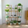 Bamboo 9 Tier 17 Potted Plant Stand Rack Plant Saucers Flower Store Exhibition