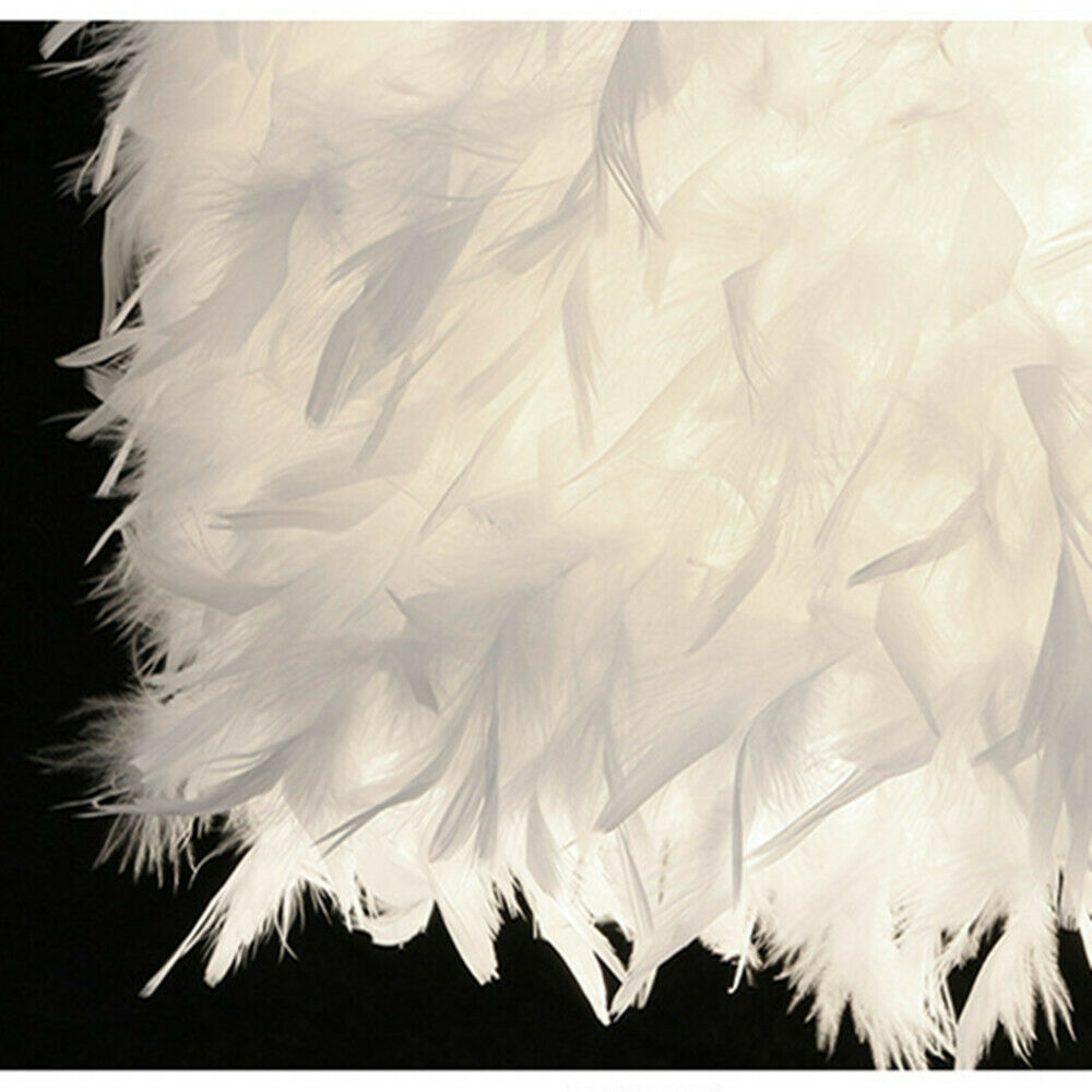 Table Lamp White Elegant Feather Heart Shade Desk Night Lights Bedside Lampshade