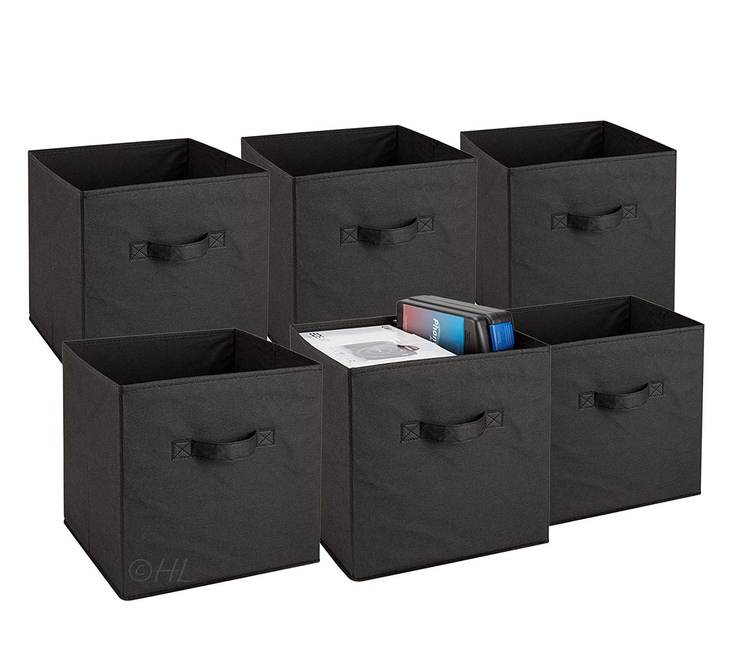 6pcs Foldable Storage Collapsible Box Home Clothes Organizer Fabric Cube Black