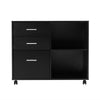 Wood 3 Drawers File Cabinet Mobile Lateral Filing Cabinet Printer Stand Table