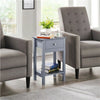 Wooden Side End Table, Bedside Table with Drawer & Shelf Grey Nightstand Bedroom