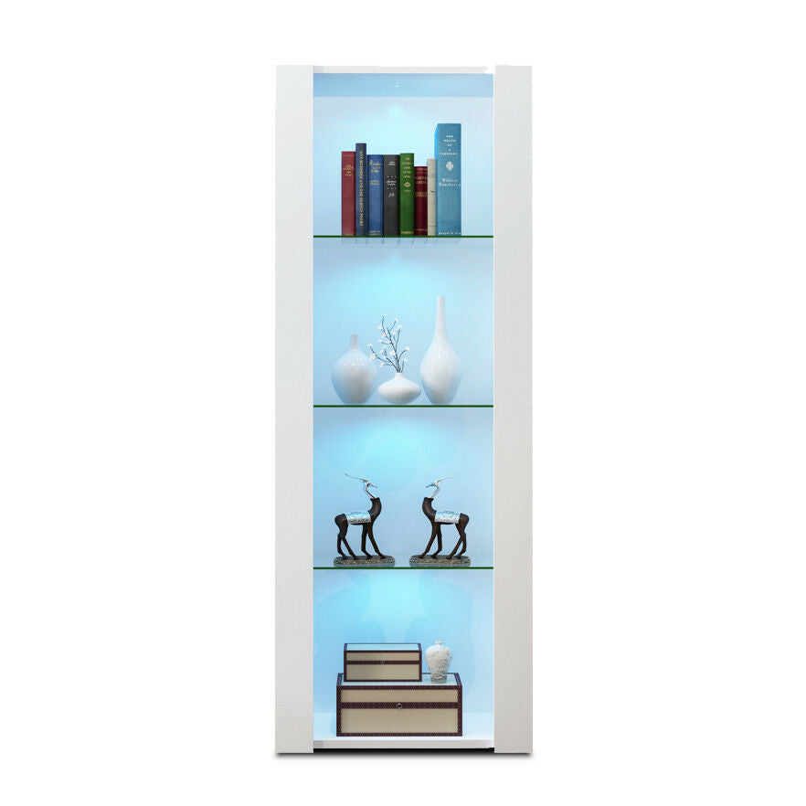 High Gloss White Display Cabinet Sideboard Unit Cupboard Living Room with LED