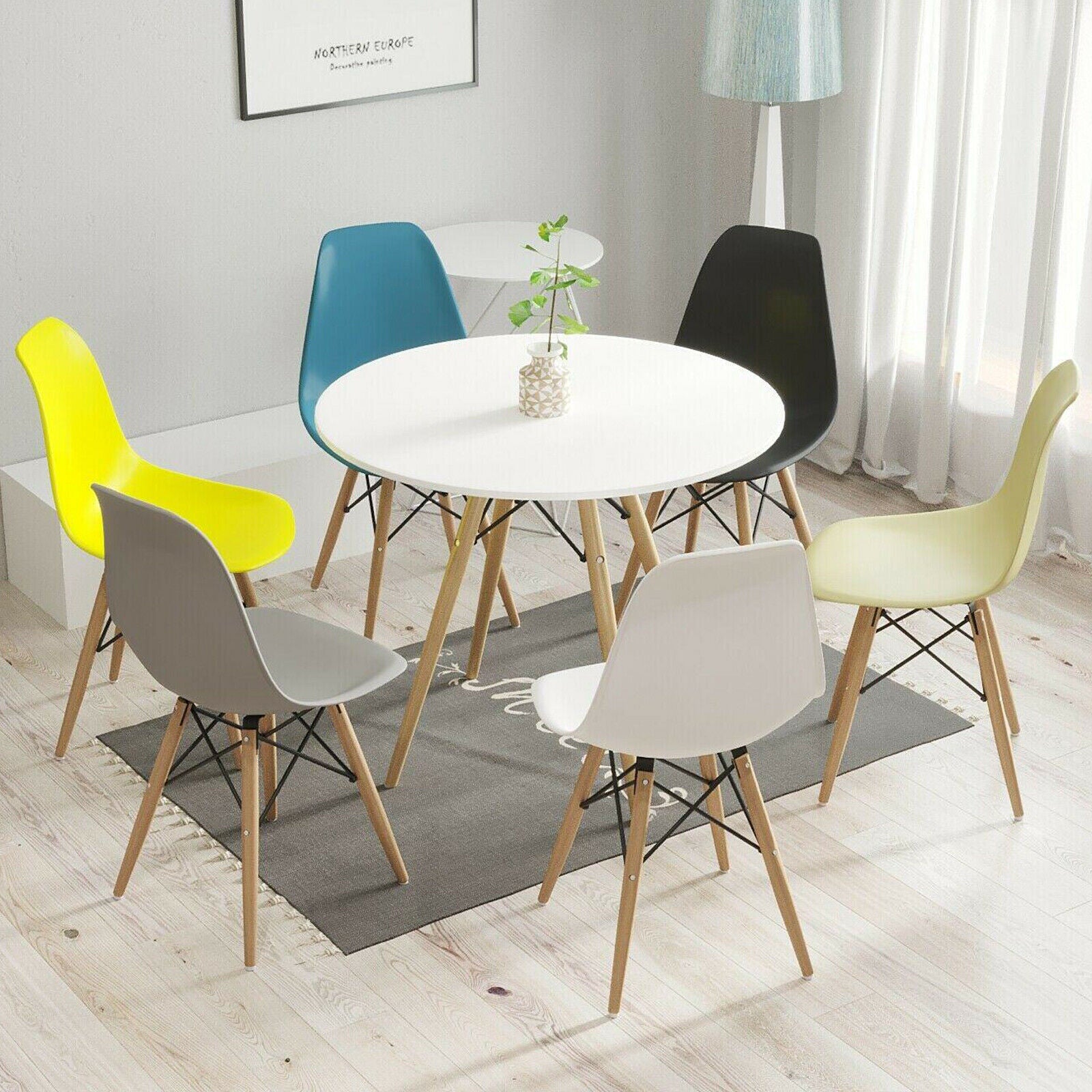 1 2 4 Dining Table Chairs Solid Wood Legs Retro Lounge Plastic Chair Quildinc