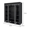 Mondeer Grey/Black Canvas Wardrobe Storage Organiser Hanging Rail Fabric