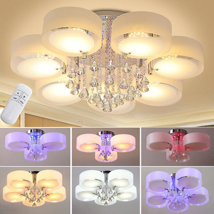 LED Crystal Ceiling Light Chandelier Lamp Modern Living Room Lights Home Decor