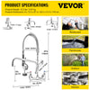 VEVOR Commercial Kitchen Pre-rinse Faucet Tap Spray Arm Sink Pedestal Faucet 8"
