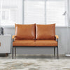 2 Seater Faux Leather Sofa Living Room Brown Armchair with Padded Seat Modern