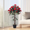 90cm Artificial Red Rose Flower Tree Potted Fake Plant Indoor Outdoor Home Decor