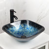 Bathroom Basin Sink Wash Bowl Vessel Countertop Faucet Taps Set Glass& Ceramic