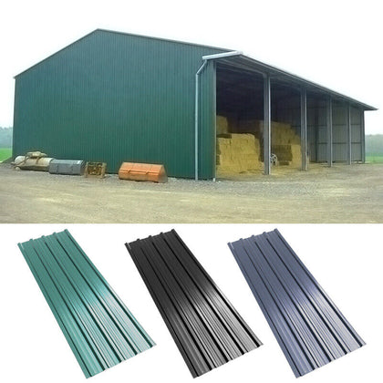 12Pcs Corrugated Roof Sheets Profile Galvanized Metal Roofing Carport 3 Colors