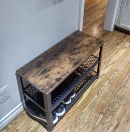 Industrial Shoe Bench Rustic Hallway Furniture Vintage Retro Metal Tier Storage