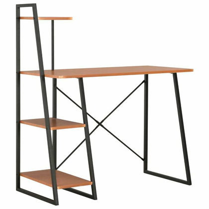 Computer Desk with Shelving Unit Black and Brown Laptop Desk PC Table