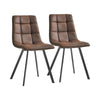 2X Brown Faux Leather/PU Dining Chairs Office Chairs Dining Room Metal Legs