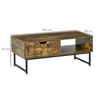 Coffee Table Wood Finish Metal Frame Sofa Table with Drawer & Shelf Brown