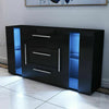 RGB LED Black Storage Cabinet High Gloss TV Unit Stand Sideboard Cupboard