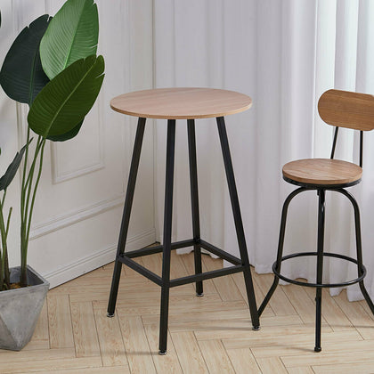 Bar Table Wooden Round High Seat Industrial Breakfast Dining Bistro Cafe Table
