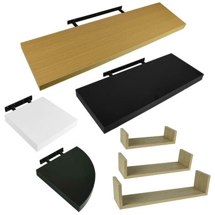 Floating Wooden Shelves Corner Square Shelf Unit Storage Wall Display Home