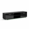Modern TV Unit Cabinet Black Stand High Gloss Doors 140cm Long With Storage