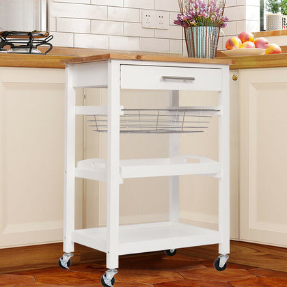 Kitchen Trolley Cart Rolling 3 Tier Storage Rack Shelves Metal Basket With Wheel