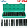 10PC 1/2" Drive Deep Impact Sockets Set Long Reach Sockets Wheel Wrench Nut Tool