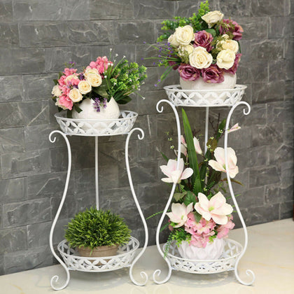 Vintage Metal Plant Stand Decorative Planter Holder Flower Pot Shelf Home Garden