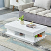 High Gloss End Table White Coffee Table with Hidden Storage Space Livingroom BN