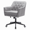 Midback Office Chair Velvet/Linen Fabric Button Adjustable Barber Chairs w/Wheel