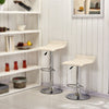 Pair 2* Bar Stool Beige PU Leather Swivel Height Adjustable Footrest Breakfast