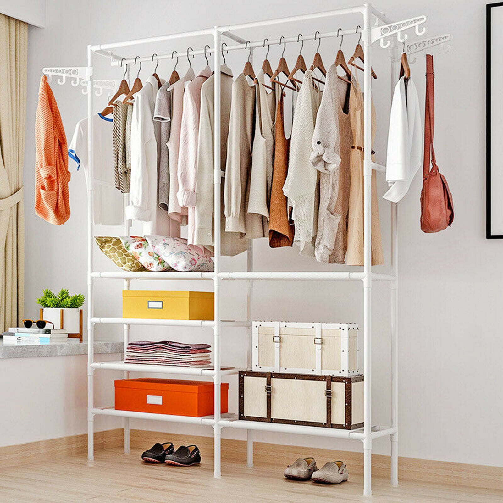 Heavy Duty Clothes Rail Rack Garment Hanging Display Stands Shoe Storage Shelfs