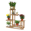 Updated V. Wooden Flower Pot Plant Stand Outdoor Indoor 5Tier Rack &Strength Bar