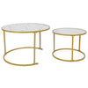 2pcs Marble Vein Round Coffee Tables Set Sofa Side Nested End Tables Living Room
