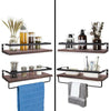 2 Long Natural Wood Black Metal Wire Wall Shelving Hanging Towel Bar Hanger Rack
