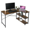 Retro L-shaped Computer Desk Corner PC Table Workstation w/ Shelves Home