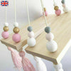 Wall Hanging Wooden Shelf Rope Swing Shelves Storage Baby Kids Bedroom Decor UK