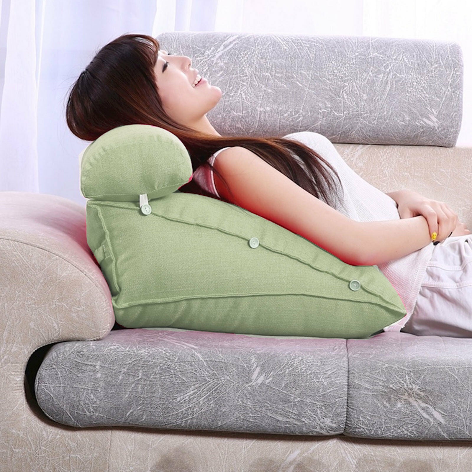 New Adjustable Back Sofa Bed Wedge Cushion Pillow Office Chair Rest Neck  Support