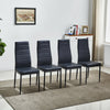 4PC Black Dining Chairs High Back Faux Leather Padded Seat Dining Room Furniture
