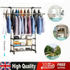 Adjustable Rolling Garment Hanger Scalable Portable Rail Clothes Rack w/ Wheels