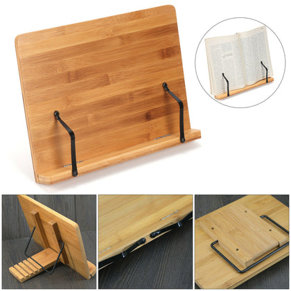 Bamboo Receipe Display Cook Book Stand Foldable Holder for Booksipads Rest