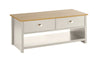 Off White Oak Coffee Table 2Drawer Occasional Table D Cup Metal Handles