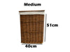 Woodluv Brown Wicker Wht Linning Linen Laundry Basket /Bin Storage Trunk Hamper